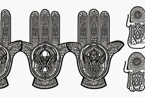 Hamsa with names Liora and teddy inside tattoo idea