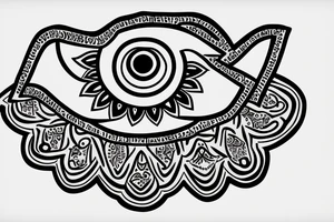 Simple evil eye Hamsa with names Liora and teddy inside tattoo idea