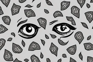 Simple evil eyewith names Liora and teddy inside tattoo idea