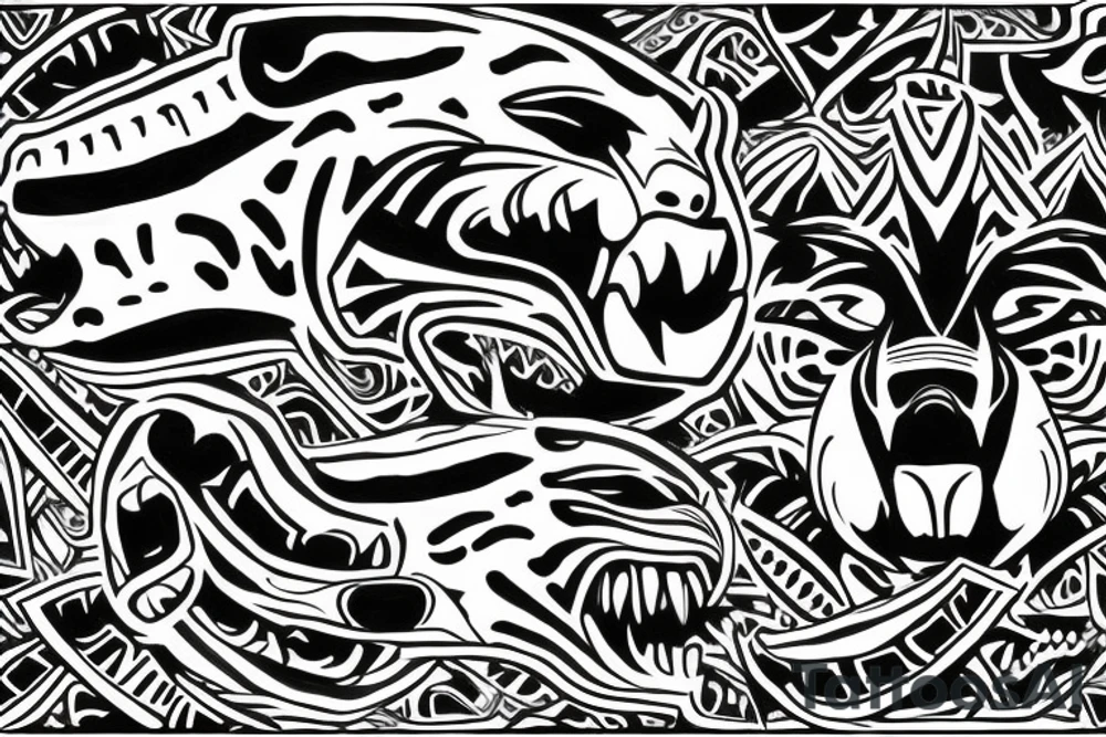 Jaguar head surrounded by amazon tattoo idea