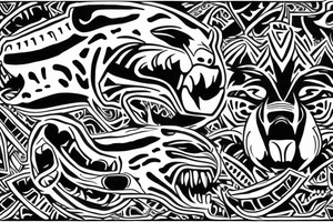 Jaguar head surrounded by amazon tattoo idea