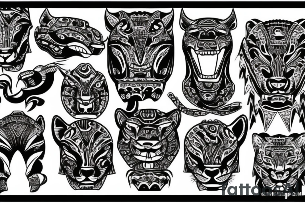 Jaguar head surrounded by amazon tattoo idea