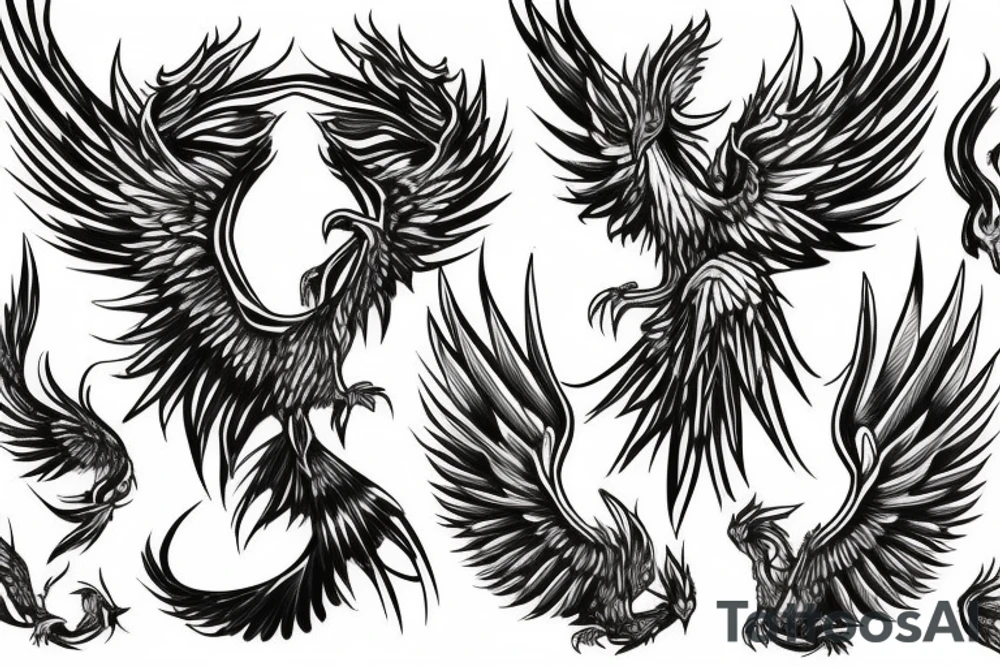 sketchy phoenix rising tattoo idea