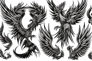 sketchy phoenix rising tattoo idea