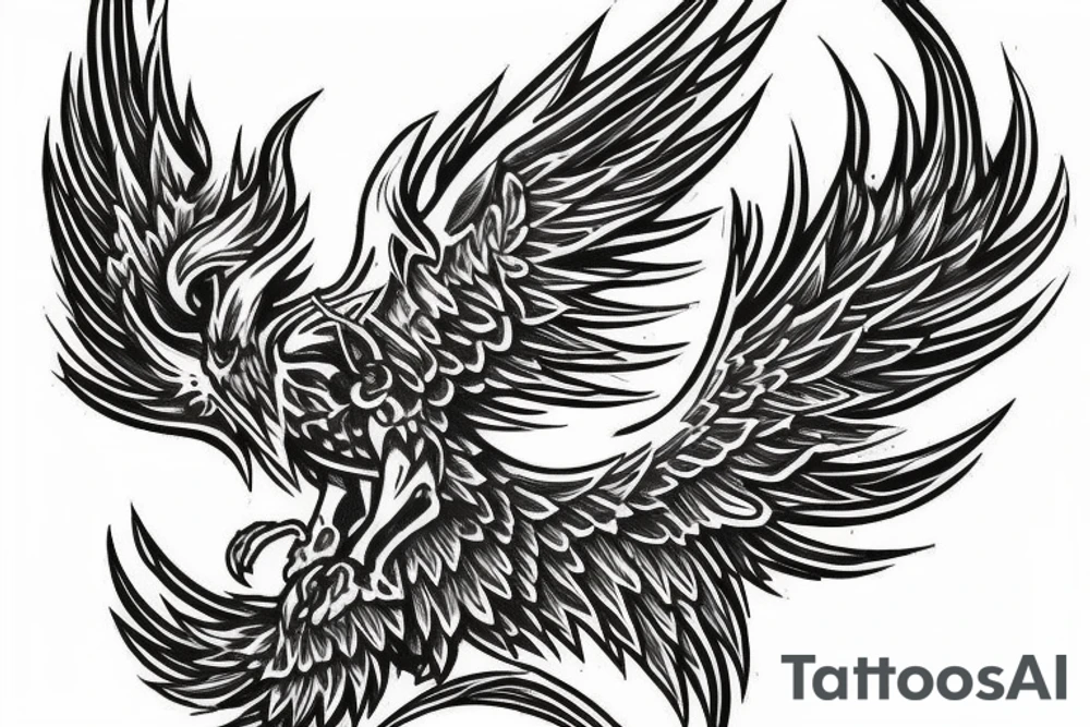 sketchy phoenix rising tattoo idea