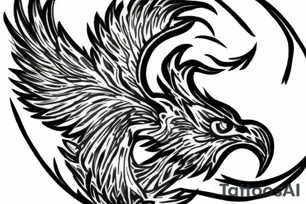sketchy phoenix rising with brushtrokes around it tattoo idea
