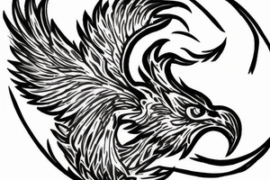sketchy phoenix rising with brushtrokes around it tattoo idea