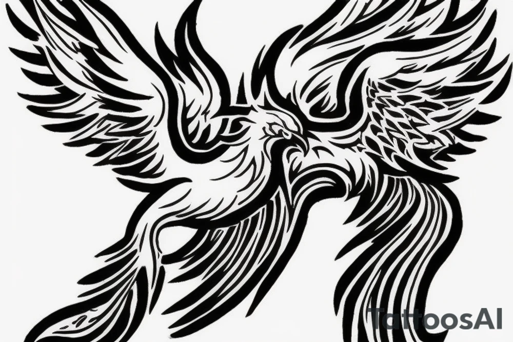 sketchy phoenix rising with brushtrokes around tattoo idea