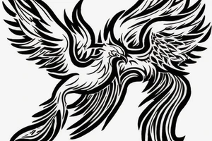 sketchy phoenix rising with brushtrokes around tattoo idea