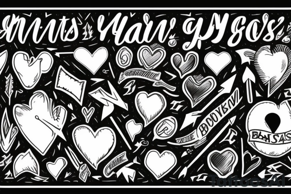 a heart with an arrow withe the words "Planas bastardas" in it tattoo idea