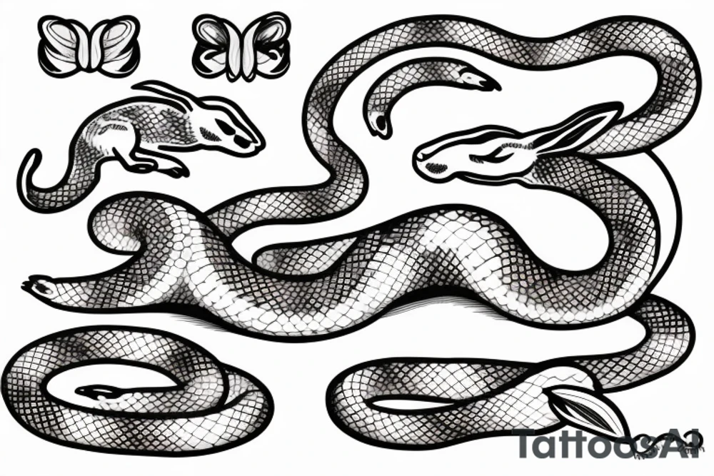 A rabbit with a Snake tattoo idea