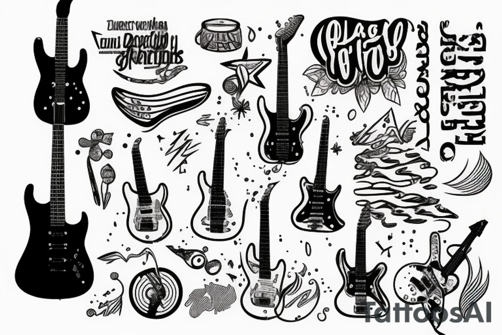An electric Guitar on a beach tattoo idea