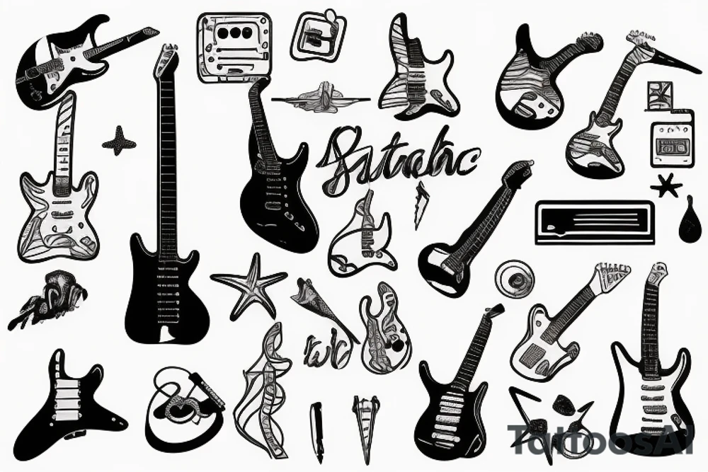 An electric Guitar on a beach tattoo idea