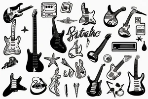 An electric Guitar on a beach tattoo idea