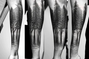 Sleeve of a forest around the leg
Roots starting from the bottom, growing into trees as it goes up tattoo idea