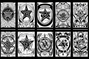 An electric Guitar with a pentagram around tattoo idea