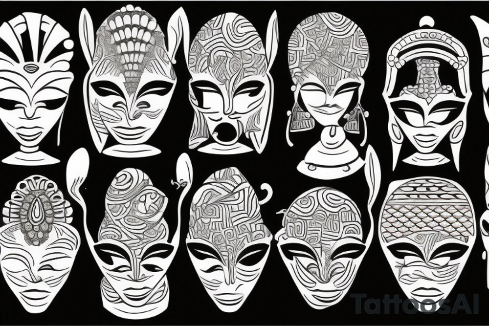 African goddess mask tattoo idea