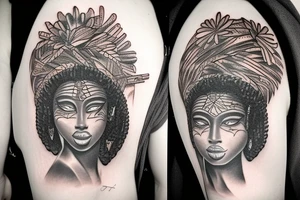 African goddess mask tattoo idea