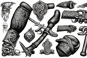 viking holding giant hammer tattoo idea