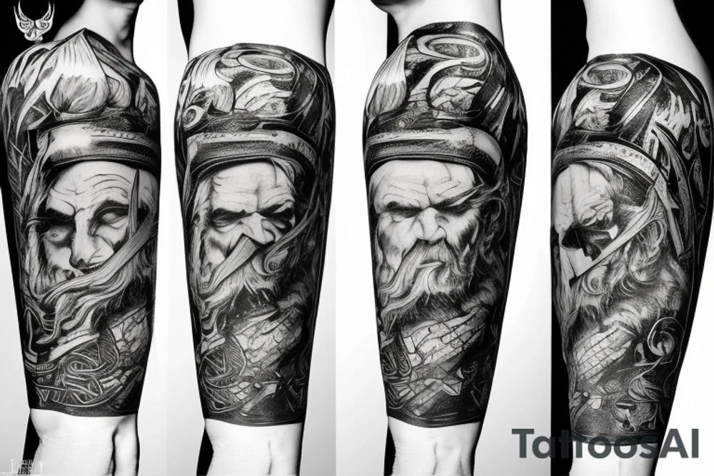 viking holding giant hammer tattoo idea