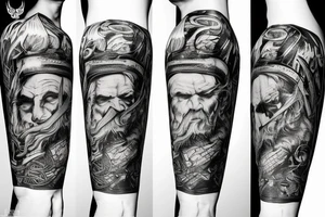 viking holding giant hammer tattoo idea