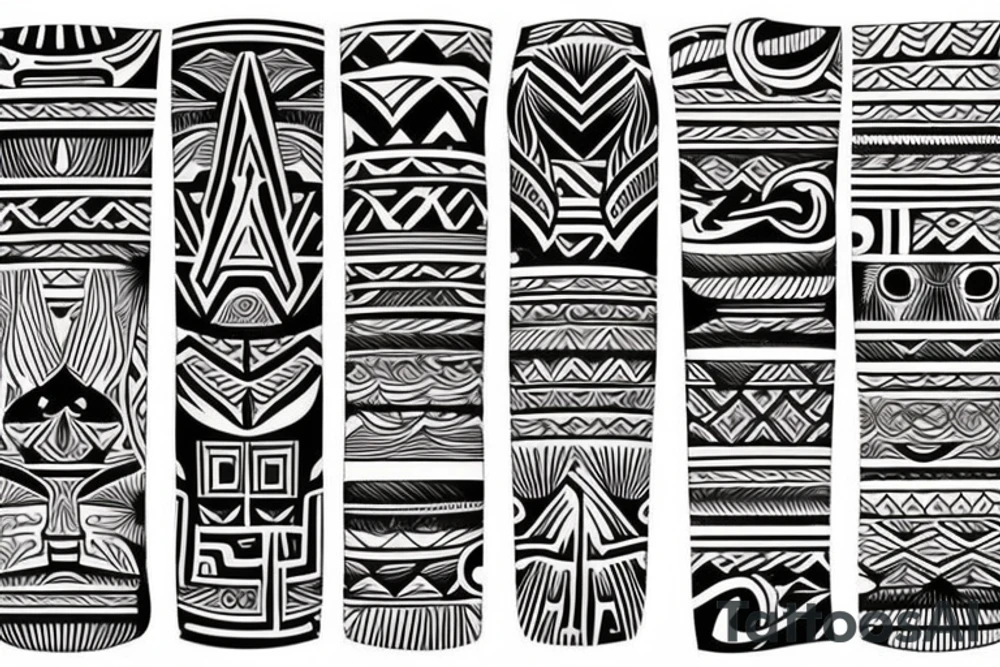 polynesian tribal sleeve tattoo idea