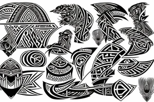 polynesian tribal sleeve, modern tattoo idea