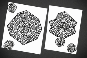 20 sided die with roses and flowers surrounding tattoo idea
