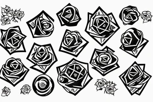 20 sided die with roses and flowers surrounding tattoo idea