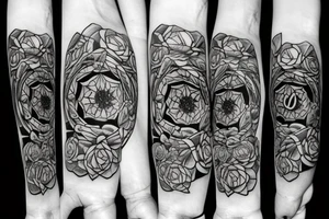 20 sided die with roses and daisies surrounding it tattoo idea