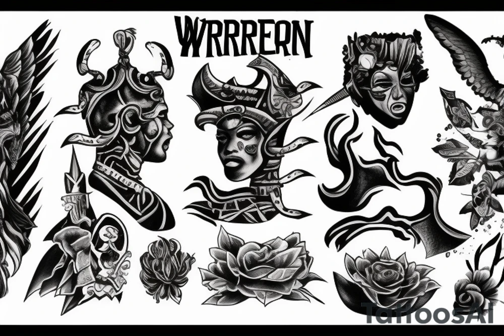 free warrior capable of violance tattoo idea