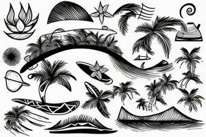 line drawing of a surfer tattoo idea