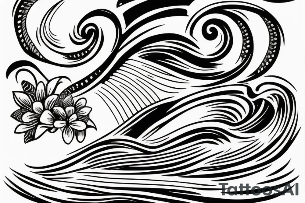 line drawing of a surfer tattoo idea