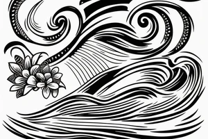 line drawing of a surfer tattoo idea