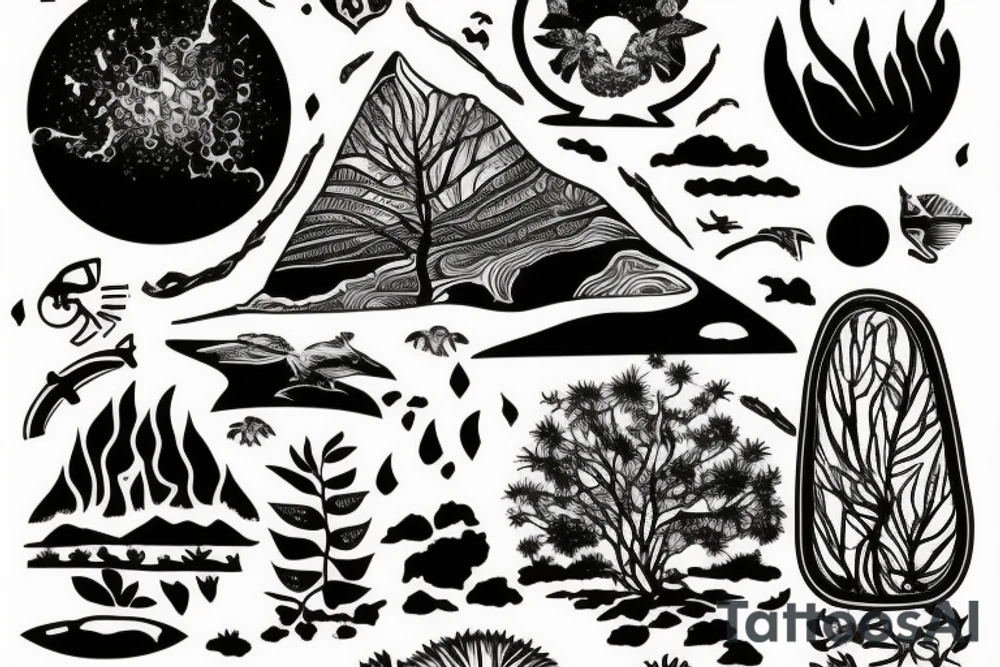 Australian desert oasis during a sunset tattoo idea