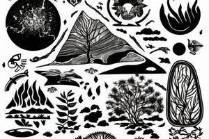 Australian desert oasis during a sunset tattoo idea