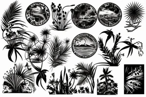 Australian desert oasis during a sunset tattoo idea