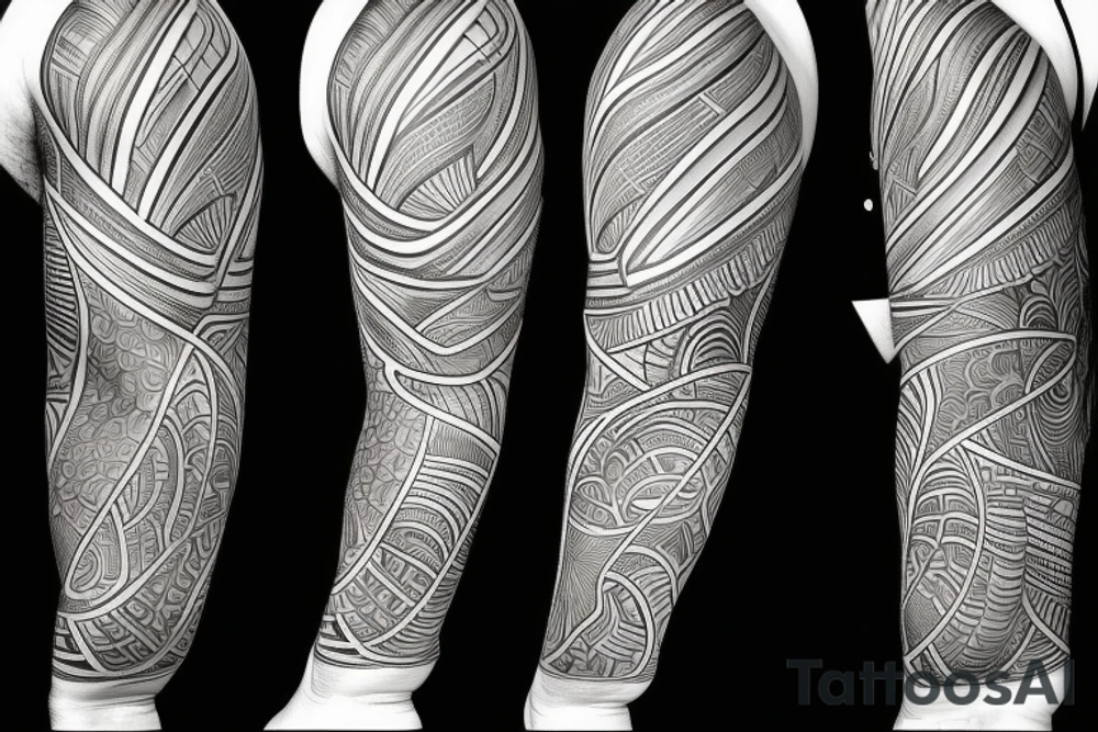 A sleeve on my left arm of an Australian desert oasis during a sunset tattoo idea
