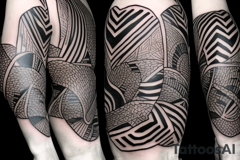 A sleeve on my left arm of an Australian desert oasis during a sunset tattoo idea