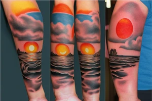 Sleeve tattoo of the Murray River during sunset, on my left arm. tattoo idea