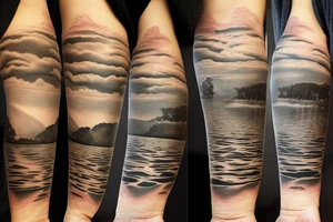 Sleeve tattoo of the Murray River during sunset, on my left arm. tattoo idea