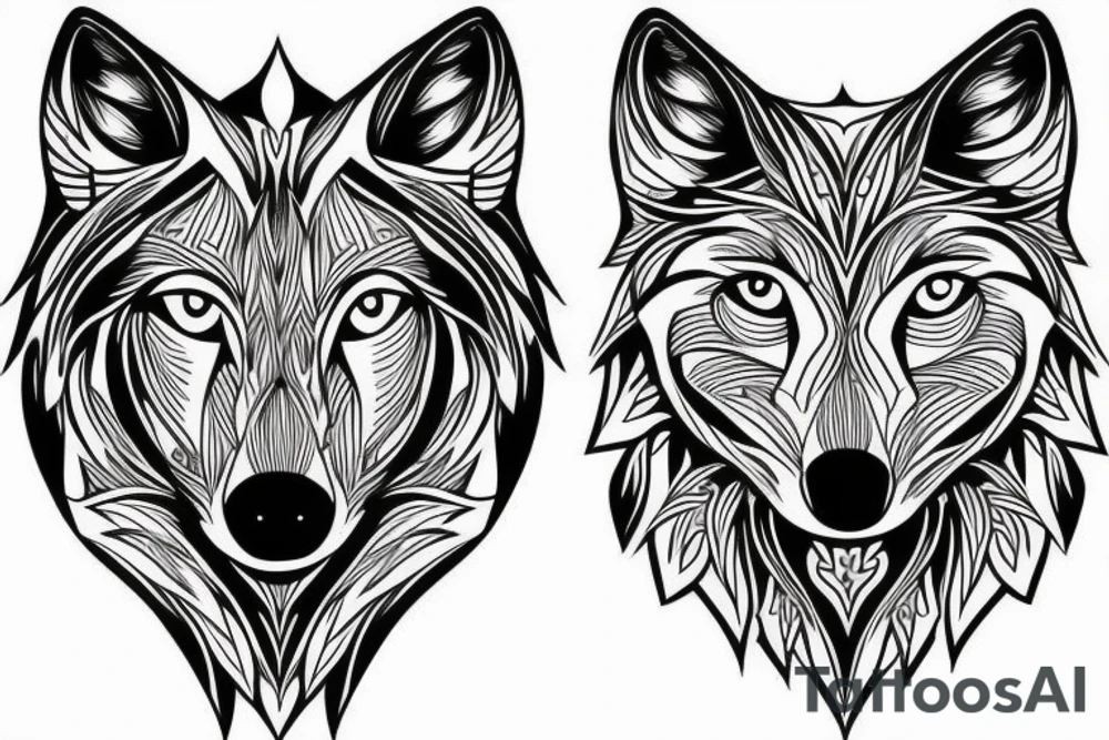 Wolf with rose tattoo idea