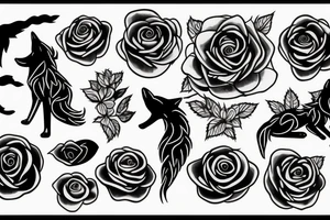 Wolf with rose tattoo idea