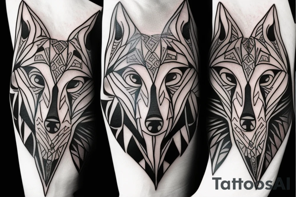 Tribal wolf tattoo idea