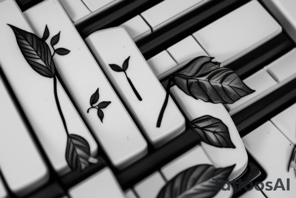 Ivy leaves hanging off of piano keys. Simple tattoo idea