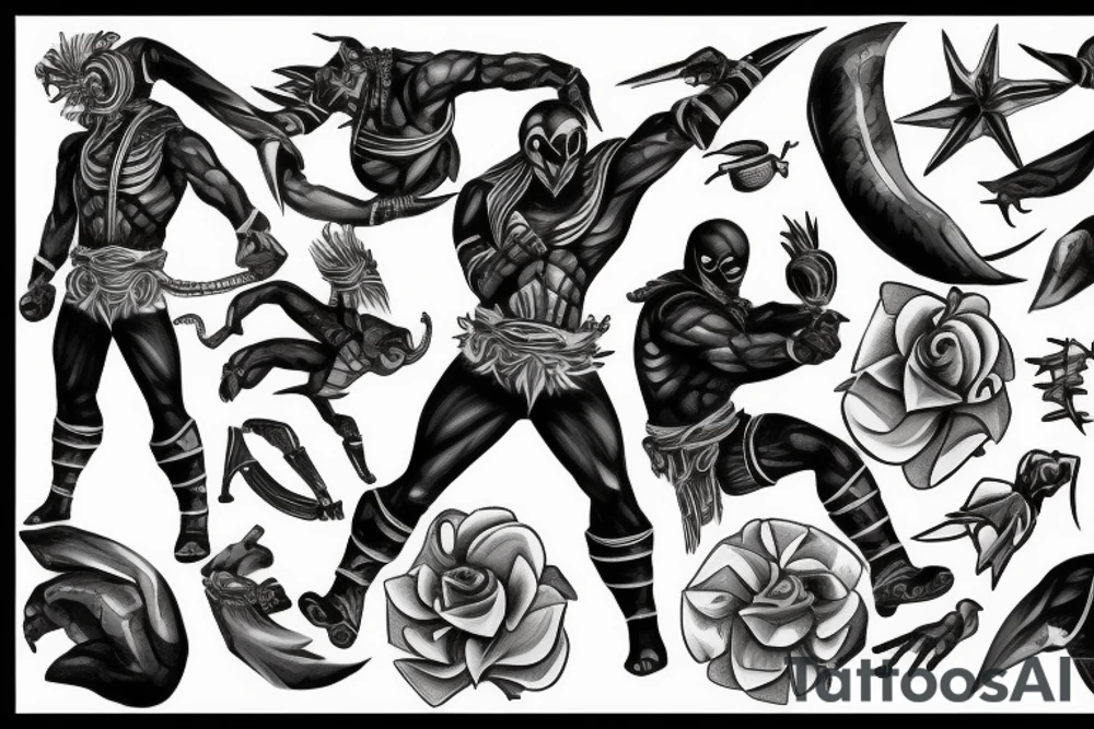 Skorpion and sub Zero From Mittal kombat fighting tattoo idea