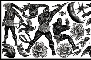 Skorpion and sub Zero From Mittal kombat fighting tattoo idea