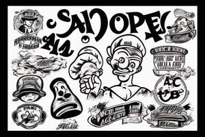 Popeye writes „A.C.A.B“ with the smoke from his tobaco pipe tattoo idea