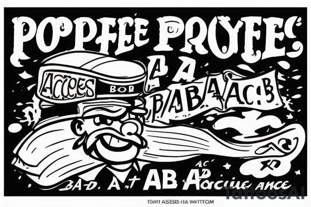 Popeye writes „A.C.A.B“ with the smoke from his tobaco pipe tattoo idea