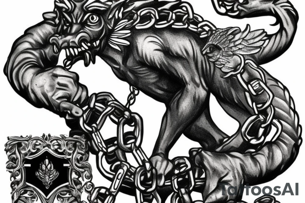 gargoyle with chains tattoo idea